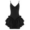 Vestido Bodycon Mini Sexy Costas Nuas Europeu e Americano com Alça V-Neck Babado para Mulheres 2025 Atacado e Varejo