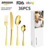 Amazon Juego de cubiertos para comida occidental, tenedor y cuchara, juego de vajilla transfronterizo de acero inoxidable, juego de 48 piezas de cuchillo y tenedor para bistec, ventas directas de fábrica