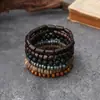 Pulseiras Artesanais com Contas Mais Vendidas na Amazon Transfronteiriça para Homens, Moda Retrô Turquesa Pulseira de Cinco Peças Casca de Coco