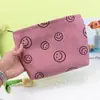Nueva Bolsa Cosmética de Pana Transfronteriza para Mujer, Bolso de Mano Grande con Cara Sonriente y Lunares, Bolsa Portátil de Viaje para Artículos de Tocador