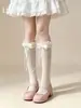 Meias com Laço e Acabamento em Renda Coleção Atacado Barraca de Rua Meias Curtas Primavera Verão Finas Lolita Fita Meias Longas Meias JK