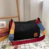 2024 nova bolsa de lona de grande capacidade feminina moda versátil alça única transversal cor sólida alça de ombro bolsa de ombro moda