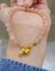Pulsera con colgante de caqui y caqui de oro puro 999, collar con colgante de oro duro 3D "Good Things Happen", regalo para novia.