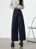 Pantalones de Lana de Pierna Ancha para Mujer 2026 Otoño/Invierno Nuevos de Cintura Alta, Caídos, Favorecedores, Adelgazantes, Estilo Coreano, Elegantes, Casuales, Pantalones Acortados