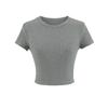 25020-25 Primavera Nuevo Estilo Americano Spice Girl Color Dulce Caramelo Básico Ajustado Cintura Pinzada Manga Corta Camiseta Base