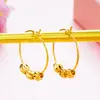 Pendientes Creativos Rotatorios de Perlas Europeos y Americanos, Aros Estilo Coreano, Chapados en Cobre con Oro de 24 Quilates, Joyería Color Dorado Arena, Venta Directa del Fabricante