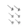 Brincos de tarraxa S925 de prata esterlina em formato de estrela, quadrados e triangulares - brincos geométricos mini, delicados e minimalistas com um design único