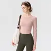 Ropa de Yoga para Mujer Lyocell Corte Ajustado Manga Larga Top Deportivo Pilates Correr al Aire Libre Entrenamiento Fitness Camiseta para Mujer