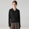 Nuevo suéter de punto de cachemira suave y acogedor como una nube, cuello de gaviota, minimalista, color liso, manga larga, para mujer, otoño e invierno