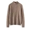 Otoño/Invierno Nuevo para Mujer Hombro Caído Cuello Medio Alto Tejido de Cable Color Sólido Elegante Commute Casual Manga Larga Cachemir Tejido Camiseta Base
