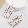Aretes bohemios exagerados de diamantes de color europeos y americanos para mujer con incrustaciones de perlas y turquesas, aretes de moda brillantes, suministro transfronterizo
