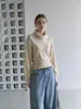 Nuevo Otoño Francés Suave Sensación Holgada Hueco Cuello Alto Diseño Ceñido a la Cintura Adelgazante Ropa de Punto para Mujer