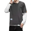 Estoque de fábrica: Camiseta masculina de manga comprida, novo estilo primavera/outono, corte solto, gola redonda, camada base, moletom de marca da moda