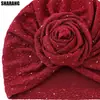 Chapéu Transfronteiriço para Mulheres com Lantejoulas e Turbante Floral, Chapéu Lenço Étnico, Chapéu para Quimioterapia, Chapéu Turbante Popular e da Moda