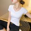 Camiseta de Manga Corta de Modal para Mujer Verano Delgada Seda de Hielo Cuello Redondo Elástica Ajustada Color Sólido Parte Superior Manga Corta Camiseta Máscara