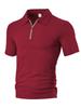 Camisa Polo Casual Suelta de Verano Nueva para Hombre, Jacquard de Toalla, Solapa con Cremallera, Manga Corta