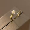 Nalan s925 Prata Elegante Retro Único Diamante Camélia Anel Mori Ins Suave Aberto Anel de Dedo R01608