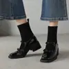 Botas de meia patchwork salto grosso botas curtas femininas laço 2026 botas emagrecedoras da moda outono e inverno celebridade da internet Mary Janes elásticas emagrecedoras