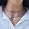 Colar de 26 Letras Estilo Novo Europeu e Americano, Colar Personalizado de Corrente Cubana Multicamadas, Acessórios de Verão, Presentes de Feriado para Meninas