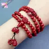 Pulsera Loto Cinabrio 108 Pulsera del Año de Vida para Mujer Arena Dorada Púrpura Cuentas de Transferencia de Regalo Pulsera Valiente