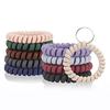 Pulsera de goma para el pelo de línea telefónica esmerilada mate de 2.5 cm transfronteriza con pulsera de llavero cuerda de resorte gruesa de color sólido