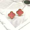 Explosões Transfronteiriças Grama da Sorte Aço Inoxidável Flor de Quatro Folhas Cor Dourada Retentora de Cor Brincos de Fritillaria Femininos Versáteis Elegantes Simples