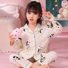 Pijama Infantil Cardigã Feminino de manga comprida Primavera e Outono Nuvens Algodão Doce Bonito Estilo Coreano Terno de roupas para casa infantil