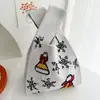 Bolso Chaleco Bolso Chaleco Bolso de Mano Tejido Casual Bolso de Mano Contraste de Color Ajedrez Bolso de Mano Coreano de Lujo Ligero