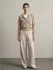 Calça reta de luxo leve estilo francês, outono/inverno 26, fleece fino, modeladora, quente, solta, fibra de poliéster, lã de camelo, calça comprida quente para mulheres
