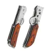 Navaja Plegable Multifuncional para Exteriores, Navaja Táctica de Camping de Alta Dureza, Navaja de Mano con Mango de Madera, Navaja Plegable de Supervivencia
