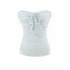 Top Tubo de Rayas Azules y Blancas Estilo Retro Americano para Mujer, Nuevo Estilo de Verano, Ajuste Delgado, Versátil, Top Estilo Chica Popular de Nicho