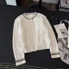 Cárdigan de punto trenzado con puntos de colores estilo coreano para mujer, nuevo modelo otoño e invierno 2026, abrigo suéter suave suelto de cuello redondo con bloques de color
