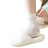 Calcetines de malla calada de color liso de moda estilo coreano ins hasta la mitad de la pantorrilla primavera verano estilo japonés chica calcetines arrugados de encaje finos simples