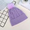 Gorro de lana grueso y cálido para mujer, con bola de pelo, para exteriores, con protección para los oídos y aspecto facial, para otoño e invierno, pequeño gorro de punto