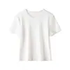 Camiseta Básica Versátil de Cor Sólida com Gola V Canelada de Manga Curta para Mulheres Verão Simples Cropped Slim Fit Tamanho Pequeno