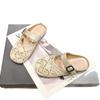 Pantuflas Tejidas de Alto Valor Baotou para Niñas Verano Retro a la Moda para Exterior Simples Huecas Punta Redonda Sandalias Planas