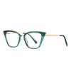 Gafas planas con resorte TR90 y patillas de metal, modernas, con diseño de ojo de gato y borde cruzado, antiazules, con montura de leopardo, 2069