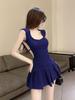 Vestido de Espalda Descubierta Estilo Petite Pure Desire para Mujer, Nuevo Verano Dulce y Picante Chica Sexy Elegante Vestido Base de Línea A que Ceñe la Cintura
