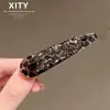 Barrete Fashionable Estilo Luxo Leve Cor Champanhe com Strass Versátil Presilha Lateral para Franja Exquisite Presilha Bico de Pato Acessório de Cabelo