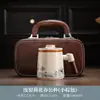 Taza de oficina con esmalte craquelado de horno Ru, con mango de madera, diseño antiquemaduras, con tapa, separación de té y agua, adecuada para la oficina, el hogar y uso personal