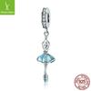 Charme de prata s925 menina de balé de prata frisado pingente diy jóias de prata colar acessórios de jóias SCC514