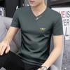 2026 Nueva Camiseta de Manga Corta para Hombre Cuello en V Manga Media Top Camiseta Verano Fresco de Gama Alta Secado Rápido Tendencia de Moda para Hombre