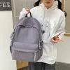 Nueva mochila escolar de pana con alto atractivo estético, mochila sencilla estilo universitario, mochila casual japonesa para exteriores, color liso