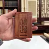Espelho Dupla Face de Sândalo Vermelho, Espelho de Aumento Dobrável com Tampa Flip-Top, Espelho Pequeno Portátil, Artesanato de Madeira de Mão, Atacado