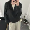 Suéter de punto para mujer, cuello redondo, con cremallera, efecto dos piezas, colección otoño/invierno 2026, estilo holgado y relajado, manga larga, versátil