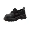 630-1~Sapatos Pequenos de Couro Estilo Britânico para Mulheres 2026 Nova Primavera & Outono Retrô Salto Médio Sola Grossa Cadarço Sola Grossa Sapatos Femininos