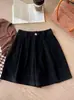 Pantalones Cortos de Pana de Pierna Ancha Estilo Japonés y Coreano Retro para Mujer Otoño e Invierno Adelgazantes Versátiles Estilo Extranjero Ropa de Abrigo Pantalones Cortos