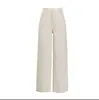 Calças de Linho 100% Wide Leg para Mulheres, Calças Retas Finas de Algodão-Linho para Verão, Calças Soltas Emagrecedoras, Calças Femininas de Alta Qualidade Estilo Old Money