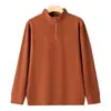 Nova blusa de moletom masculina de outono e inverno com zíper parcial, feita de lã Lyocell Tencel, com gola alta, forro de fleece e camada base térmica espessa