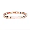 Pulsera de Acero de Titanio Incrustada con Diamantes en Stock de Fábrica, Pulsera de Acero Inoxidable de Moda para Mujer, Fabricante de Joyería de Metal, Fila de Diamantes de Lujo Ligero
